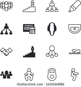 people vector icon set such as: noise, adult, lifting, together, speech, barbell, handshake, calculation, financial, contract, green, shout, mass, strength, advertisement, sea, weights, announcement