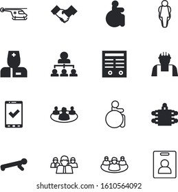 people vector icon set such as: border, check, desk, workplace, uniform, partnership, helicopter, doctor, app, engineering, rounded, board, art, streching, web, exercise, passenger, bank, life