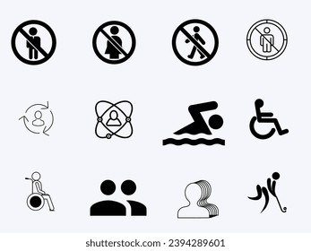 People vector icon set with white background