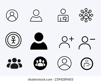 People vector icon set with white background