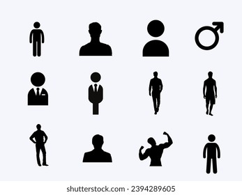 People vector icon set with white background