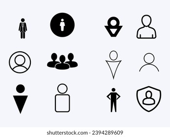 People vector icon set with white background