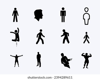 People vector icon set with white background