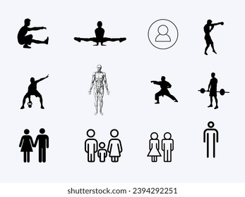 People vector icon set with white background