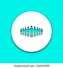 People vector icon with shadow. Round button for website or app.