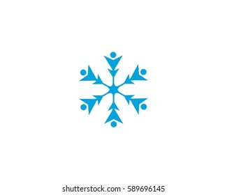 People vector icon, snow design round web blue button. 