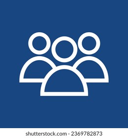 people vector icon. symbol of people in a group. connection, network, group, communication, collaborator, video call, chat. blue background