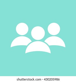 People    vector icon. White  Illustration isolated on green  background for graphic and web design.