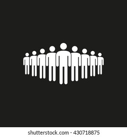 People vector icon. White illustration isolated on black background for graphic and web design.