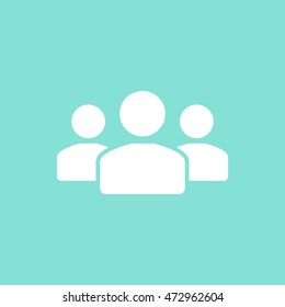 People vector icon. White illustration isolated on green background for graphic and web design.