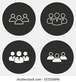 People vector icon. White illustration isolated on black background for graphic and web design.