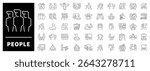 People vector icons collection. Thin line icons related to people and society. People society thin line style icons. Person, individual, community, society, population, group of people