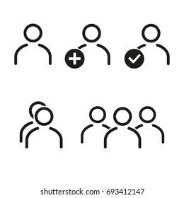 People vector icons set. Black Illustration isolated for graphic and web design.