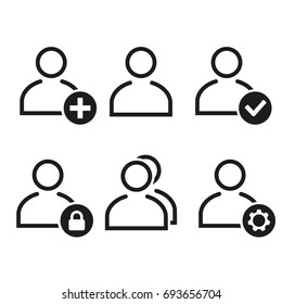 People vector icons set. Black Illustration isolated for graphic and web design.