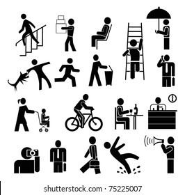 people vector icons set - black on white