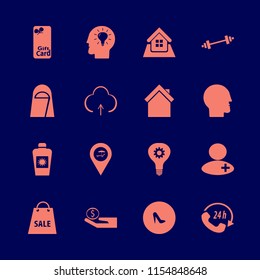 people vector icons set. with gift card, home, money hand and upload in set