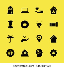 people vector icons set. with heart hand, laptop, hand islam sign and chef in set