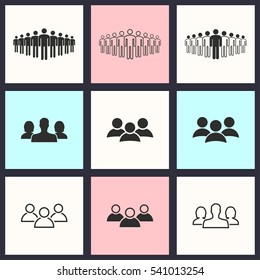 People vector icons set. Illustration isolated for graphic and web design.