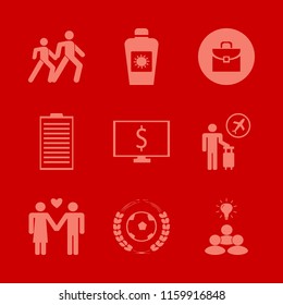 people vector icons set. with medical report, tourist flying, football game and dollar symbol computer in set