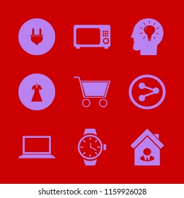 people vector icons set. with microwave, house seller, share sign and watch in set