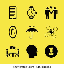 people vector icons set. with patches medicine, phone conversation, human head and female mirror in set