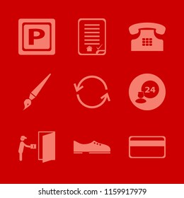 people vector icons set. with room service, house buying contract, home phone and recycle sign in set