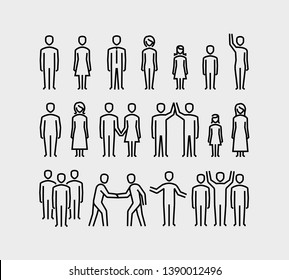 People Vector  Icons Set in Thin Line Style