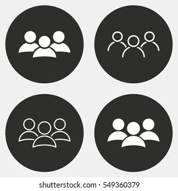 People vector icons set. White illustration isolated for graphic and web design.