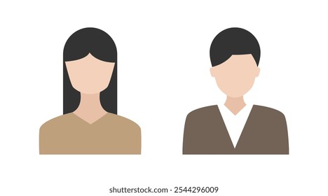 People Vector Icons. Two minimalist, faceless Avatars. Woman and Man. Avatars woman and man vector icons. Person vector icon