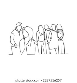 Ilustración vectorial de personas dibujada en estilo de arte de línea