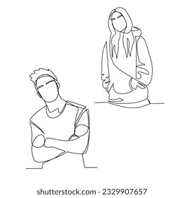 People vector illustration drawn in line art style