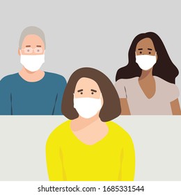 Vektorillustration von Menschen mit Gesichtsmaske