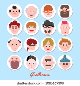 People Vector Illustration, Vector Flat Character Faces, Cute Avatar Collection, Flat Design, Various Age Group Character Concept, Modern Web Icon Set