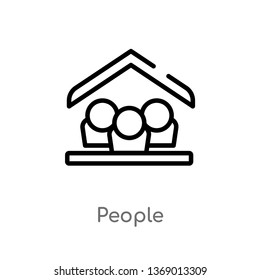 people vector line icon. Simple element illustration. people outline icon from accommodation concept. Can be used for web and mobile