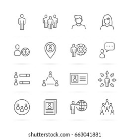 people vector line icons, minimal pictogram design, editable stroke for any resolution