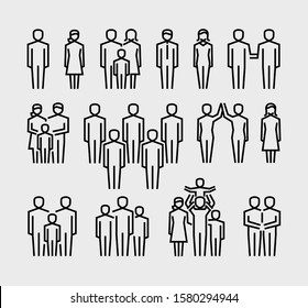 People Vector Line Icons Set