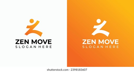 People vector logo design as moving letter Z