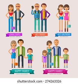 people vector logo design template. happy family or friends, loving couples icon.