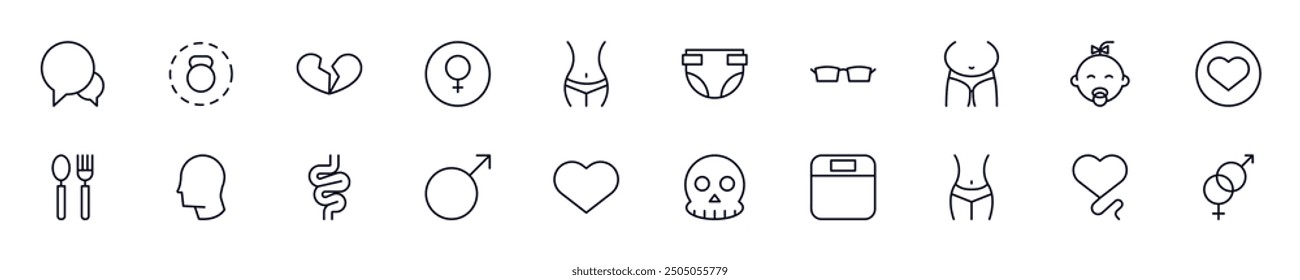 People vector pictogram collection. Simple linear illustration that can be used as an design element for apps and websites