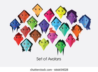 People vector shape avatars different ages and expressions