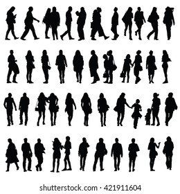 people vector silhouette illustration in black color