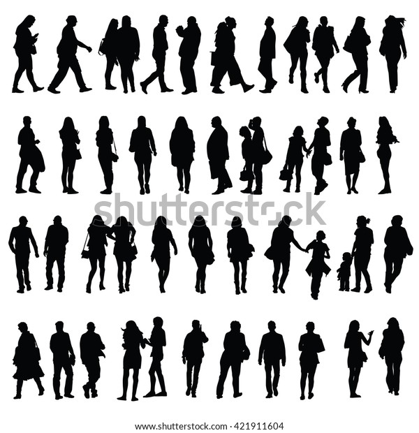 people vector silhouette illustration in black color