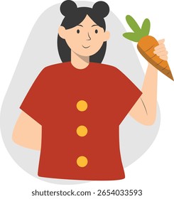 Pessoas com legumes. Celebração do Dia Mundial da Vegetariana. Ilustração de vetor