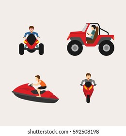 People with Vehicle Design Vector