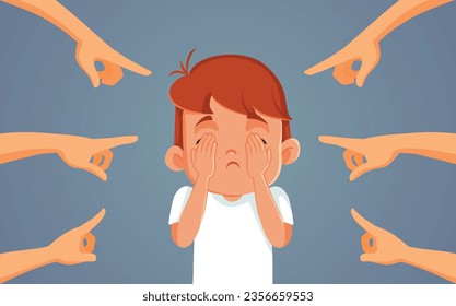 
People Victim Blaming a Little Kid Vector Cartoon illustration
innocent child being accused and punished by his parents
