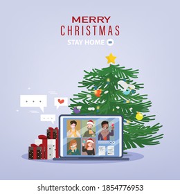 People video call conferences on the Christmas holidays.