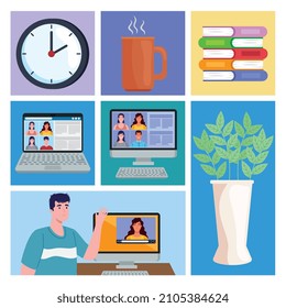 people and video conference icons