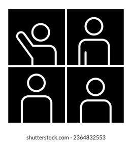 People in video conference solid icon, remote work concept, learning or meeting online with teleconference sign on white background, online webinar icon in glyph style. Vector graphics
