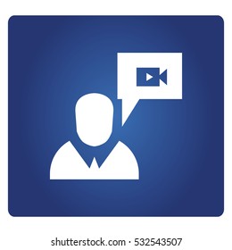 people with video record in speech bubble for video conference concept