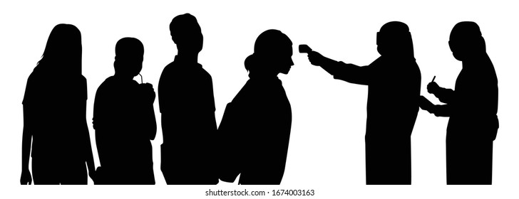 People virus checkpoint silhouette vector
